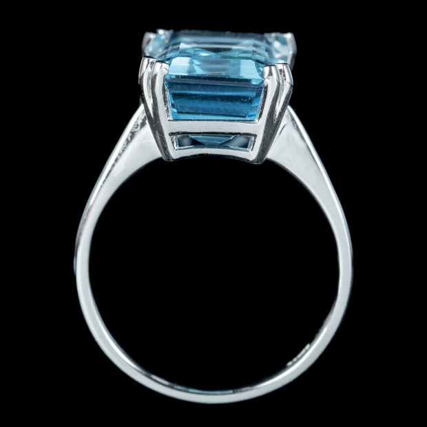 Art Deco Style Blue Topaz Cocktail Ring 6.5ct Topaz