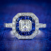 Art Deco Style Diamond Cluster Ring 18ct Gold 0.70ct Of Diamond