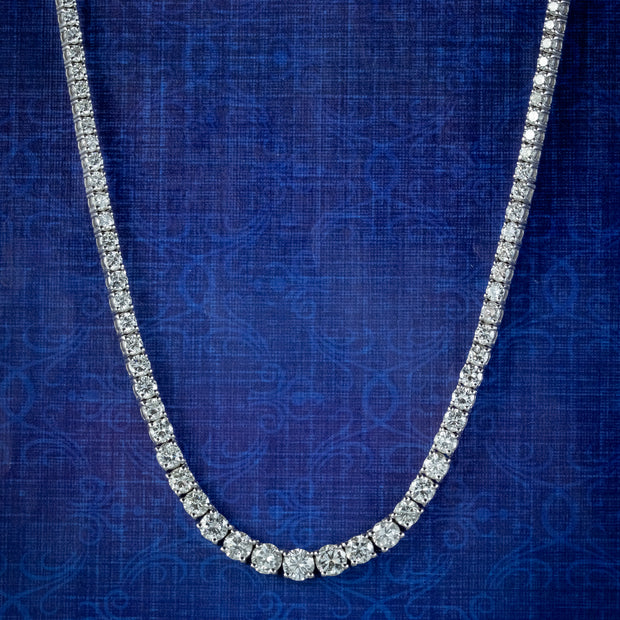 Art Deco Style Diamond Riviere Necklace 18ct Gold 20ct Of Diamond