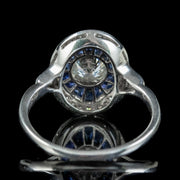 Art Deco Style Diamond Sapphire Ring 1ct Of Diamond 