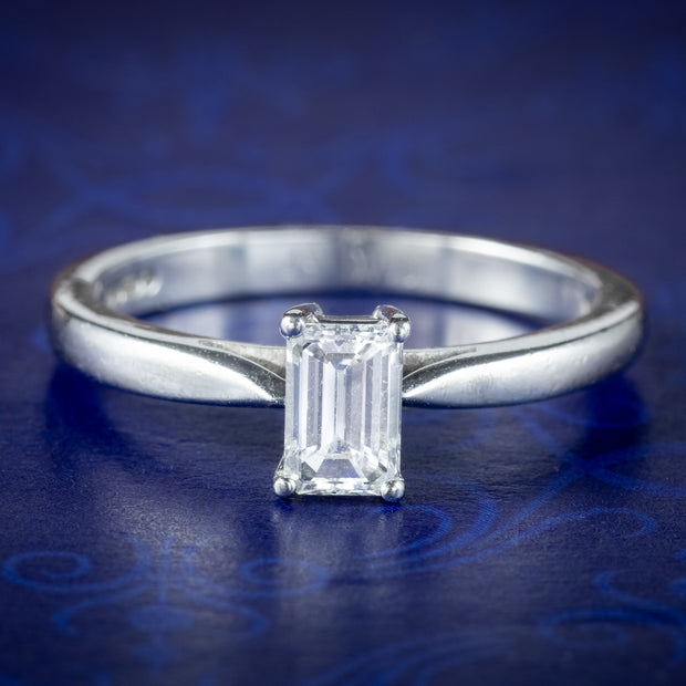 Art Deco Style Diamond Solitaire Ring 0.49ct VVS1 Diamond