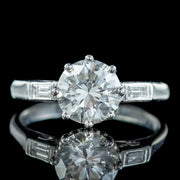 Art Deco Style Diamond Solitaire Ring 1.65ct Of Diamond With Cert