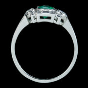 Art Deco Style Emerald Diamond Cluster Ring 0.75ct Emerald 