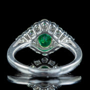 Art Deco Style Emerald Diamond Cluster Ring 1.25ct Emerald