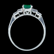 Art Deco Style Emerald Diamond Ring 1ct Emerald