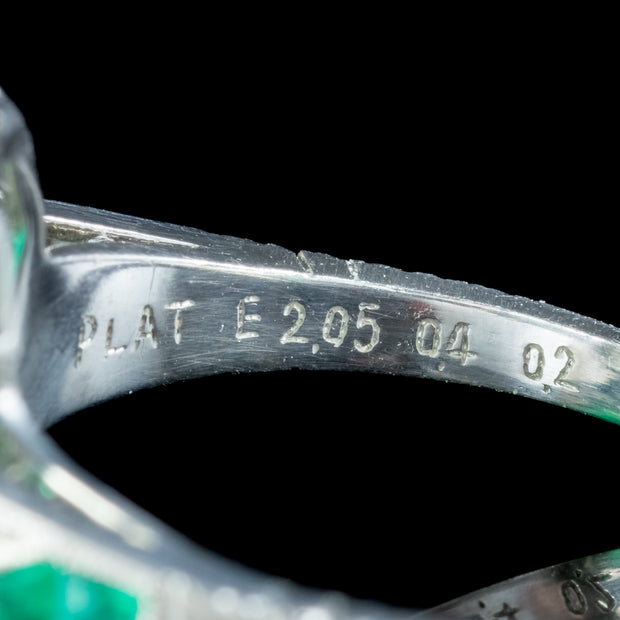 Art Deco Style Emerald Diamond Ring 2.25ct Emerald 