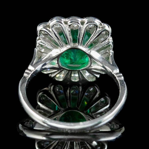 Art Deco Style Emerald Diamond Ring 2.55ct Emerald 