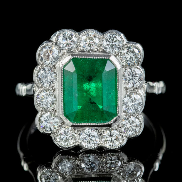 Art Deco Style Emerald Diamond Ring 2.55ct Emerald – Laurelle Antique ...