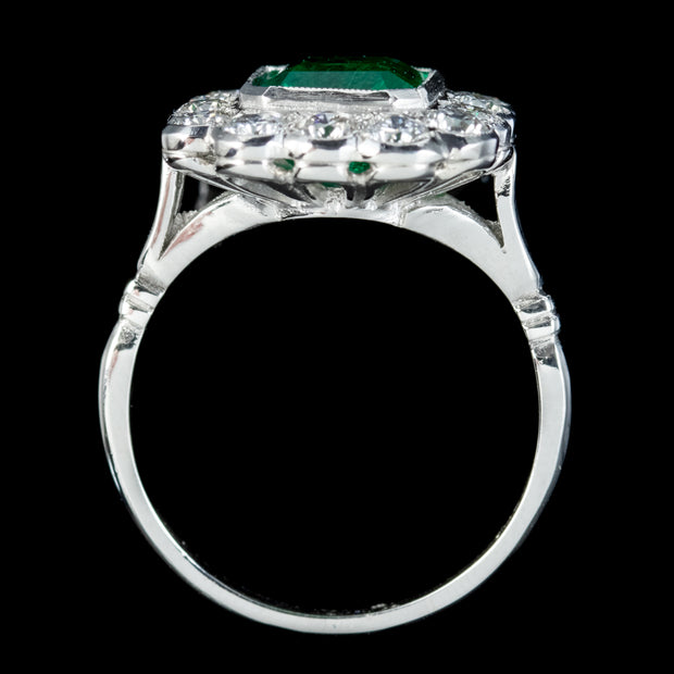 Art Deco Style Emerald Diamond Ring 2.55ct Emerald 