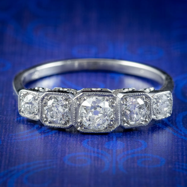 Art Deco Style Five Stone Diamond Ring 1ct Of Diamond