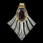  Art Deco Style Garnet Diamond Fan Earrings 9ct Gold