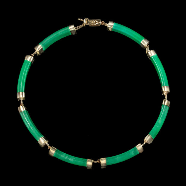 Art Deco Style Jade Bracelet 9ct Gold 