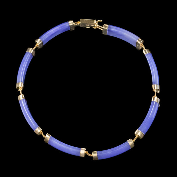 Art Deco Style Lavender Jade Bracelet 9ct Gold