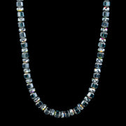Art Deco Style Long Glass Bead Necklace Silver Clasp