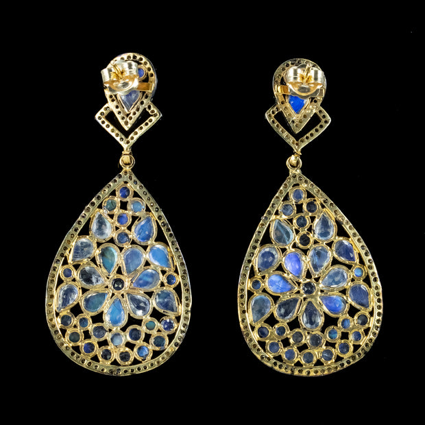 Art Deco Style Moonstone Diamond Drop Earrings back