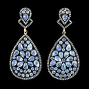 Art Deco Style Moonstone Diamond Drop Earrings front