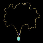 Art Deco Style Opal Amethyst Lavaliere Necklace 9ct Gold wiggly