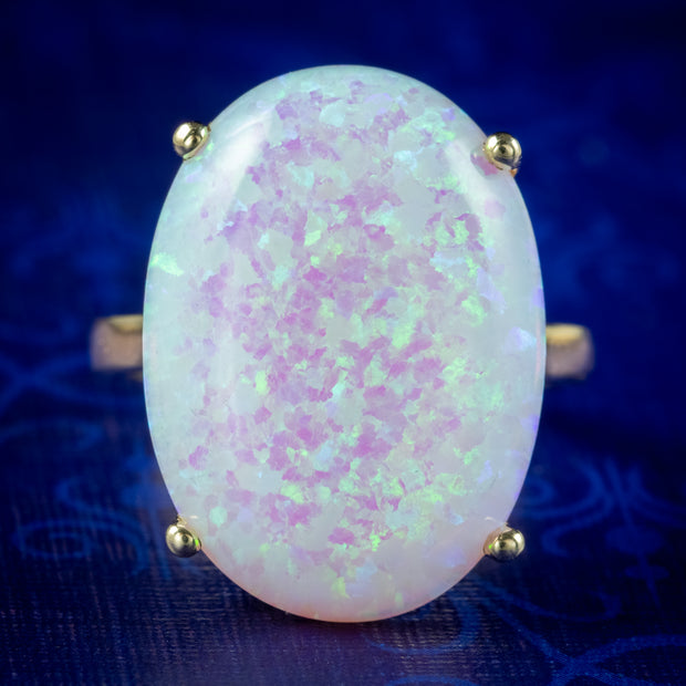 Art Deco Style Opal Cocktail Ring 9ct Gold 17ct Opal