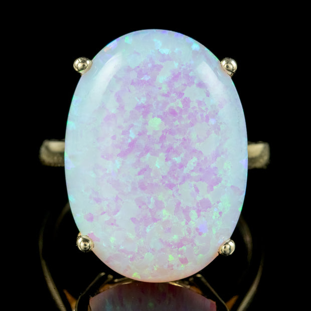 Art Deco Style Opal Cocktail Ring 9ct Gold 17ct Opal