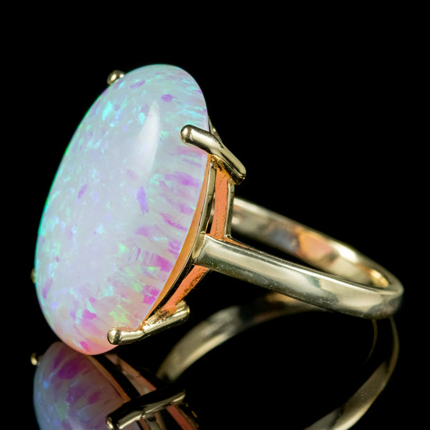 Art Deco Style Opal Cocktail Ring 9ct Gold 17ct Opal