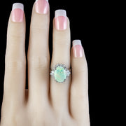 Art Deco Style Opal Diamond Cluster Ring 5ct Opal