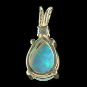 Art Deco Style Opal Diamond Pendant 9ct Gold 2ct Opal