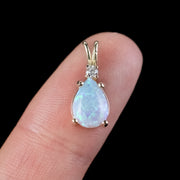 Art Deco Style Opal Diamond Pendant 9ct Gold 2ct Opal