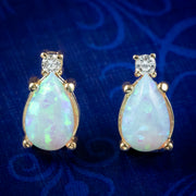 Art Deco Style Opal Diamond Stud Earrings 0.85ct Opals