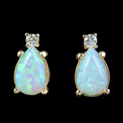 Art Deco Style Opal Diamond Stud Earrings 0.85ct Opals