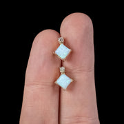 Art Deco Style Opal Diamond Stud Earrings 9ct Gold