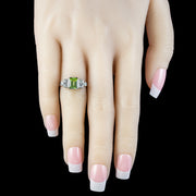 Art Deco Style Peridot Diamond Ring 1.5ct Peridot 