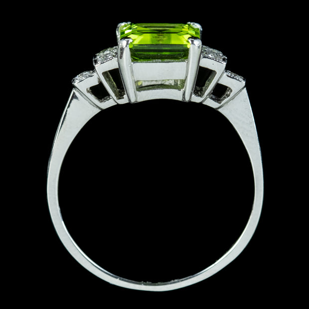Art Deco Style Peridot Diamond Ring 2.75ct Peridot