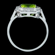 Art Deco Style Peridot Diamond Ring 3ct Peridot