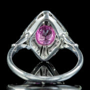 Art Deco Style Pink Sapphire Diamond Cluster Ring 1.20ct Sapphire