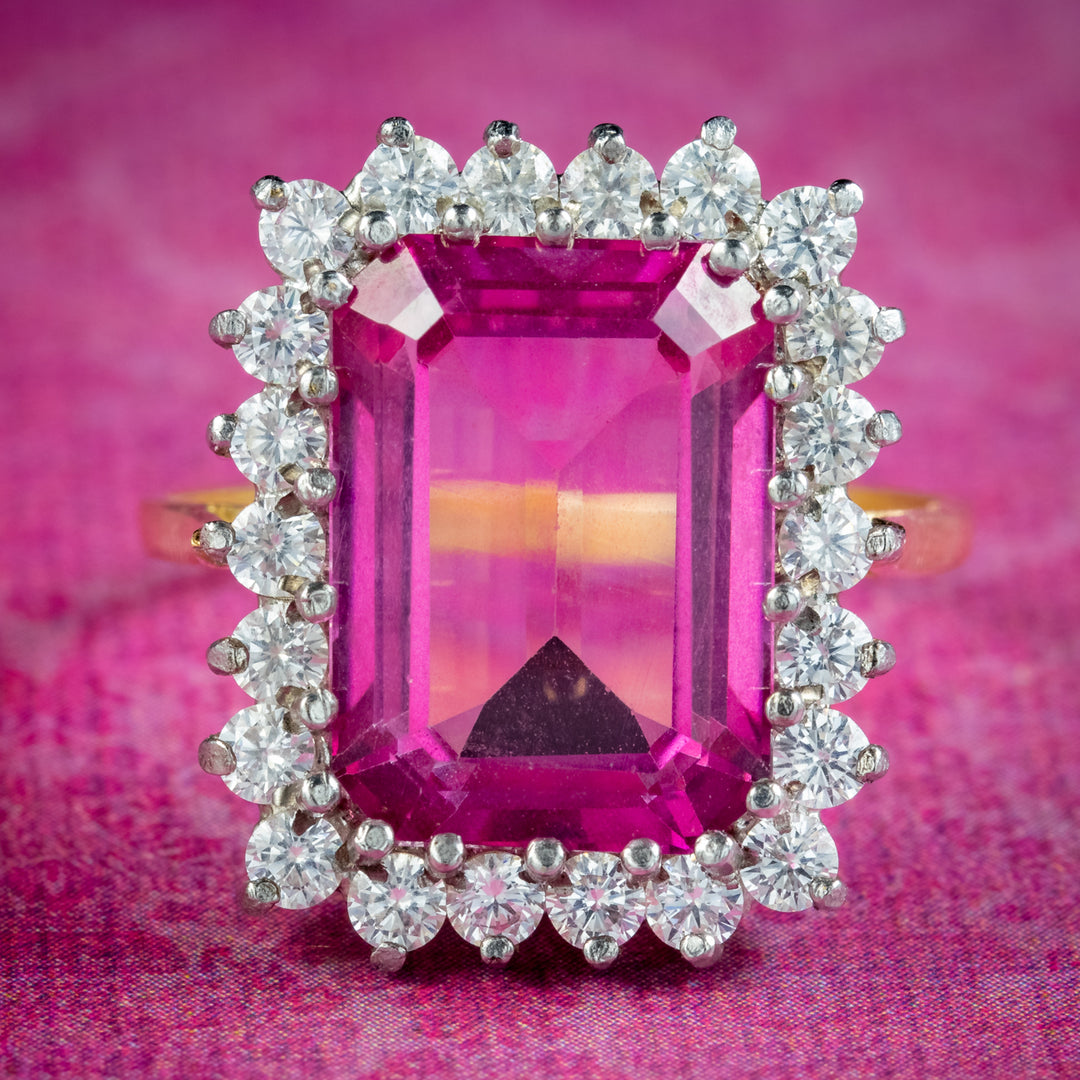 Vintage Art Deco 4.75 Carats Pink Topaz store Cannetille Sterling Silver Ring