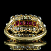 Art Deco Style Ruby Diamond Cluster Ring Dated 1983