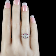 Art Deco Style Ruby Diamond Target Cluster Ring 1.20ct Of Diamond