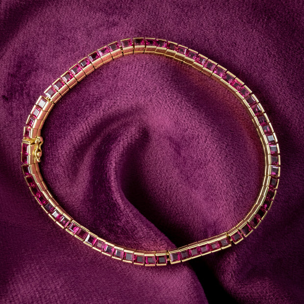 Art Deco Style Ruby Tennis Bracelet 18ct Gold 6.5ct Total