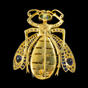 Art Deco Style Sapphire Diamond Bee Brooch 5.2ct Of Sapphire