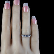 Art Deco Style Sapphire Diamond Half Eternity Ring 