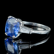 Art Deco Style Sapphire Diamond Trilogy Ring 3.25ct Sapphire