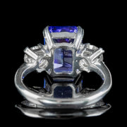 Art Deco Style Tanzanite Diamond Trilogy Ring 4.45ct Tanzanite