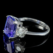 Art Deco Style Tanzanite Diamond Trilogy Ring 4.45ct Tanzanite