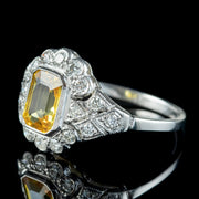 Art Deco Style Yellow Sapphire Diamond Ring 1.2ct Sapphire