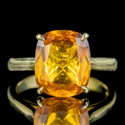 Art Deco Style Yellow Sapphire Solitaire Ring 6ct Sapphire With Cert