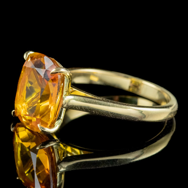 Art Deco Style Yellow Sapphire Solitaire Ring 6ct Sapphire With Cert