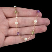 Art Deco Suffragette Chain Necklace 9ct Gold hand