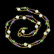 Art Deco Suffragette Chain Necklace 9ct Gold swirl