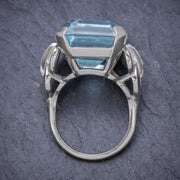 Art Deco Aquamarine Ring 14Ct White Gold 35Ct Aqua Circa 1930