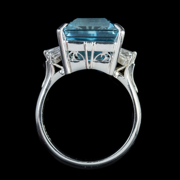 Art Deco Aquamarine Diamond Ring Platinum 10Ct Aqua Circa 1920
